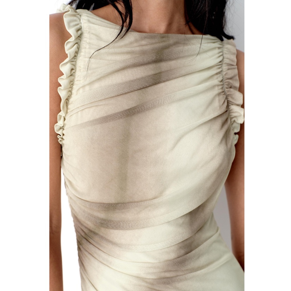 Zara RUFFLED PRINTED TULLE DRESS - Picture 3 of 9